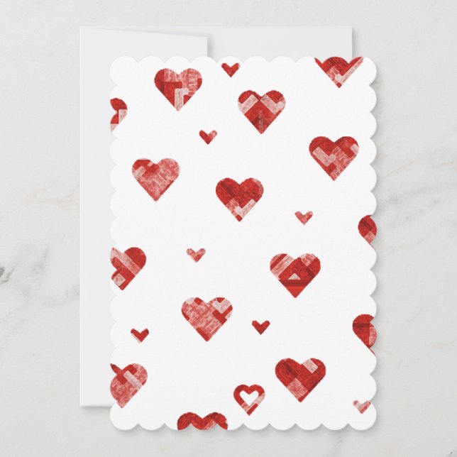 Cartes Pour Fêtes Annuelles Cœurs uniques patchwork-Rouge (Devant)
