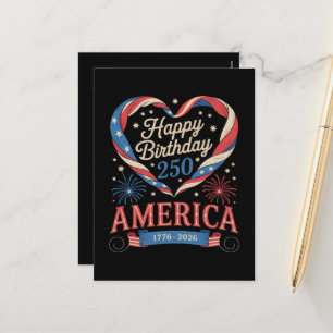 Cartes Pour Fêtes Annuelles Cœurs USA 1776 2026 juillet 250e anniversaire USA