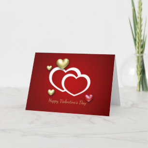 Cartes Pour Fêtes Annuelles Coeurs Valentin Rouge Or Moderne