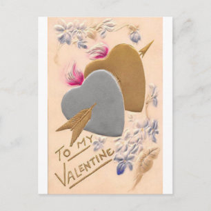 Cartes Pour Fêtes Annuelles Coeurs vintage d'argent et d'or Valentine