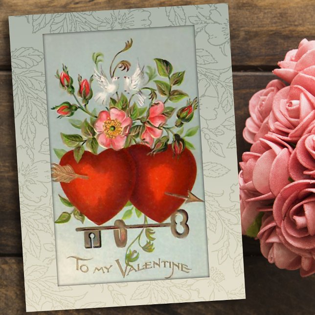 Cartes Pour Fêtes Annuelles Coeurs vintages de Valentine (Créateur téléchargé)
