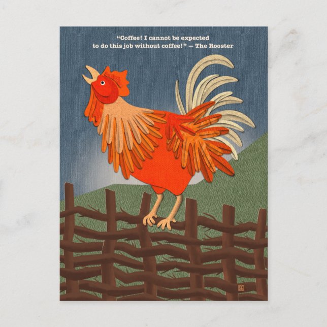 Cartes Pour Fêtes Annuelles Coffee Addicted Rooster Postcards (Devant)