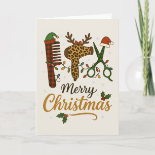 Cartes Pour Fêtes Annuelles Coiffeur Joyeux Noël Outils de Salon