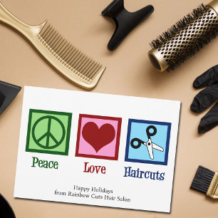 Cartes Pour Fêtes Annuelles Coiffure Paix Amour Salon de Coiffure Personnalisé