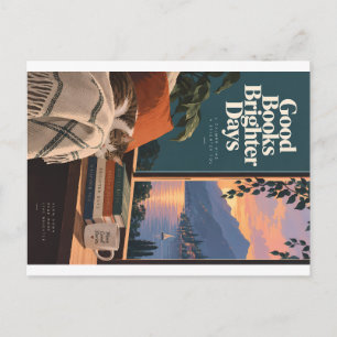 Cartes Pour Fêtes Annuelles Coin de lecture cosy avec chat endormi et inspirat