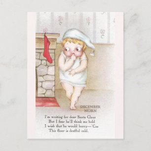 Cartes Pour Fêtes Annuelles Cold Kid Attente Noël Vintage du Père Noël