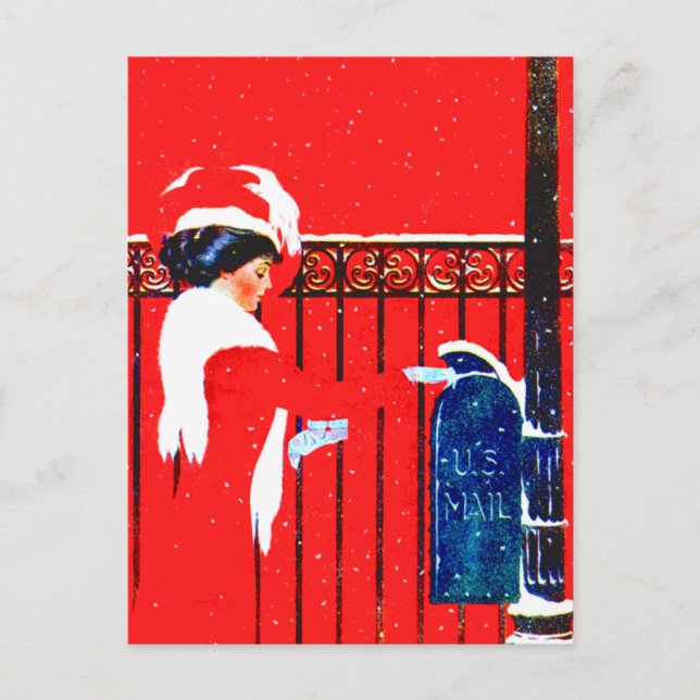 Cartes Pour Fêtes Annuelles Coles Phillips Fadeaway Girl - Noël blanc (Devant)