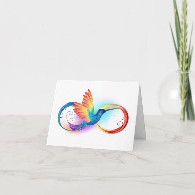 Cartes Pour Fêtes Annuelles Colibri arc-en-ciel avec symbole Infinity (Devant)