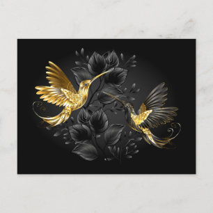 Cartes Pour Fêtes Annuelles Colibri noir et or