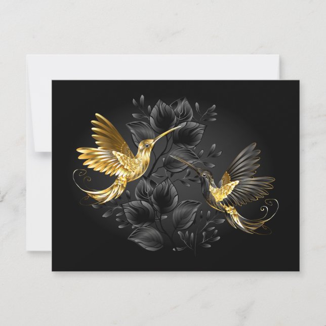 Cartes Pour Fêtes Annuelles Colibri noir et or (Devant)