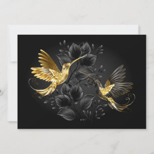 Cartes Pour Fêtes Annuelles Colibri noir et or