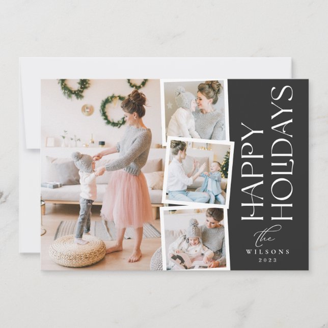 Cartes Pour Fêtes Annuelles Collage calligraphie moderne unique 4 Photo (Devant)