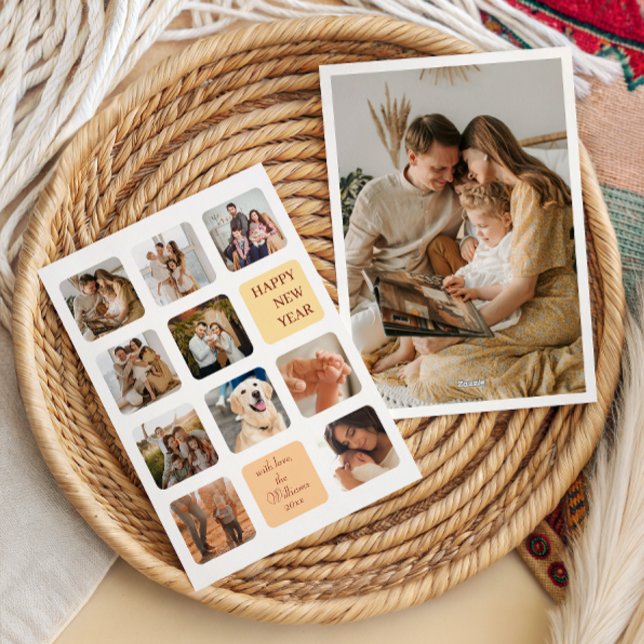Cartes Pour Fêtes Annuelles Collage Chaleureux Photo de famille Bonne année Ca (Créateur téléchargé)