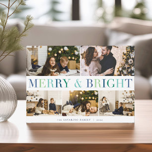 Cartes Pour Fêtes Annuelles Collage coloré Photo Merry & Bright 5