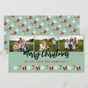 Cartes Pour Fêtes Annuelles Collage de 3 photos personnalisé avec des sapins d