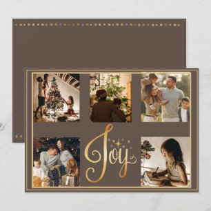 Cartes Pour Fêtes Annuelles Collage de 5 photos Joie Or Noël Fêtes
