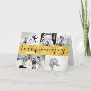 Cartes Pour Fêtes Annuelles Collage de 6 photos élégant avec feuille d'or Amou
