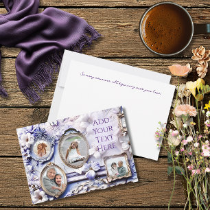 Cartes Pour Fêtes Annuelles Collage de cadre floral vintage avec lavande douce