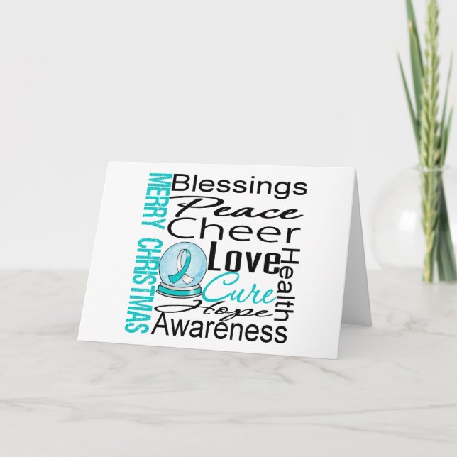 Cartes Pour Fêtes Annuelles Collage de cancer cervical de Noël (Devant)