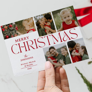 Cartes Pour Fêtes Annuelles Collage de cinq photos Famille Joyeux Noël