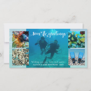 Cartes Pour Fêtes Annuelles Collage de cinq photos tropicales " Mers ET Vœux"
