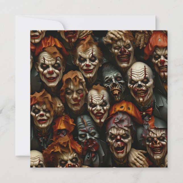 Cartes Pour Fêtes Annuelles Collage de clowns zombies effrayants (Devant)