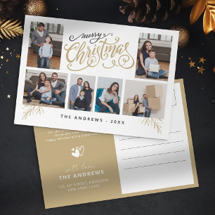 Cartes Pour Fêtes Annuelles Collage de famille moderne Photo Typography Noël