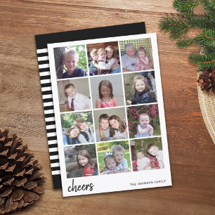 Cartes Pour Fêtes Annuelles Collage de Noël à 12 photos - Cheers Minimaliste