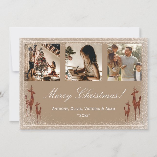 Cartes Pour Fêtes Annuelles Collage de Noël avec 3 photos  (Devant)
