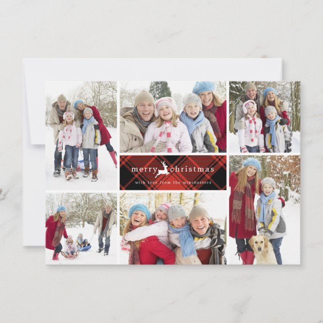 Cartes Pour Fêtes Annuelles Collage de Noël de rennes plaid (Devant)