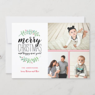 Cartes Pour Fêtes Annuelles Collage de Noël Joyeux Garland 3-Photo