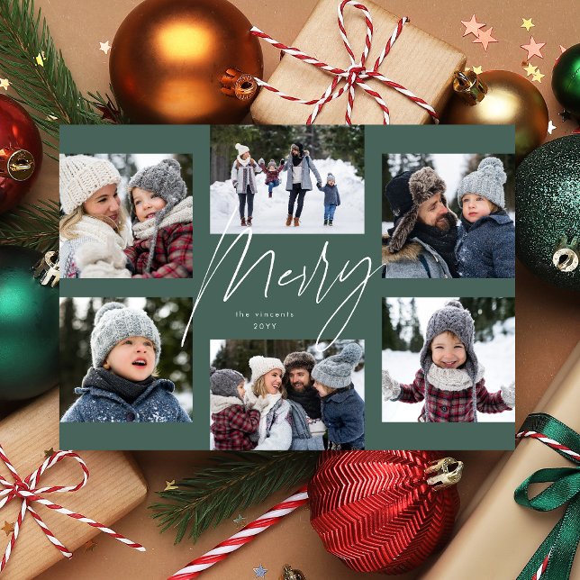 Cartes Pour Fêtes Annuelles Collage de Noël moderne avec écriture joyeuse sage (Créateur téléchargé)