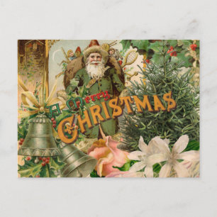 Cartes Pour Fêtes Annuelles Collage de Noël Père Noël vert de l'ancien monde A