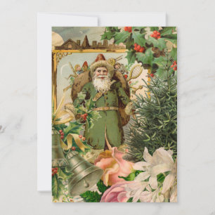 Cartes Pour Fêtes Annuelles Collage de Noël Santa Vert Ancien Monde Antique