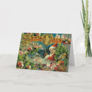 Cartes Pour Fêtes Annuelles Collage de Noël victorien du Père Noël Antique