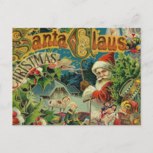 Cartes Pour Fêtes Annuelles Collage de Noël victorien du Père Noël Antique