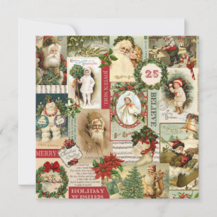 Cartes Pour Fêtes Annuelles COLlAGE DE NOËL VINTAGE