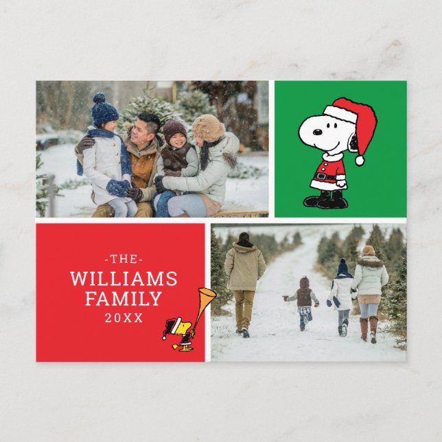 Cartes Pour Fêtes Annuelles Collage de photo de famille de Noël avec Snoopy Pè (Devant)