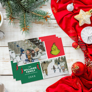 Cartes Pour Fêtes Annuelles Collage de photo de famille de Noël Grinch