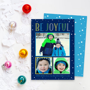Cartes Pour Fêtes Annuelles Collage de photos de chute de neige colorée Soyez
