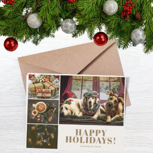 Cartes Pour Fêtes Annuelles Collage de photos de crème Vœux du nouvel an Noël