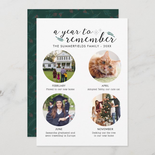 Cartes Pour Fêtes Annuelles Collage de photos de famille de Noël Année en imag (Devant / Derrière)
