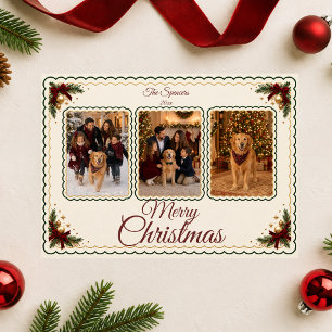 Cartes Pour Fêtes Annuelles Collage de photos de famille de Noël élégant à bor