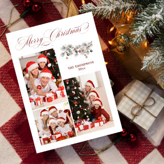 Cartes Pour Fêtes Annuelles Collage de photos de famille de Noël élégant Botan