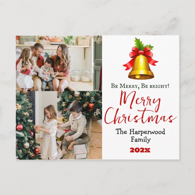 Cartes Pour Fêtes Annuelles Collage de photos de famille de Noël simple et élé (Devant)