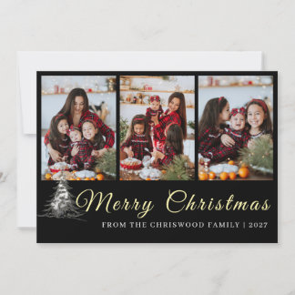 Cartes Pour Fêtes Annuelles Collage de photos de famille en esquissant un pin