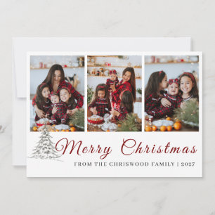 Cartes Pour Fêtes Annuelles Collage de photos de famille en esquissant un pin