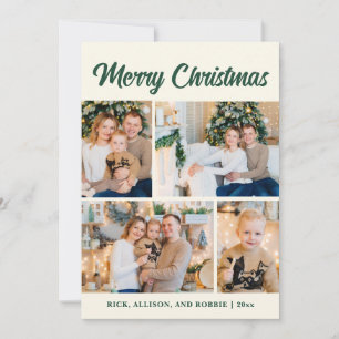Cartes Pour Fêtes Annuelles Collage de photos de famille Joyeux Noël Vert 