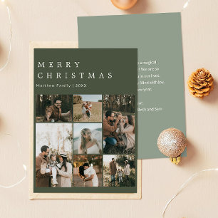 Cartes Pour Fêtes Annuelles Collage de photos de famille Noël Elegant Moss & S