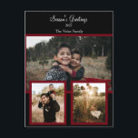 Cartes Pour Fêtes Annuelles Collage de photos de famille Noir Bourgogne Écritu<br><div class="desc">Carte de vacances Collage de photos de famille Noir Bourgogne Écriture Blanche. Ajoutez vos propres photos et texte pour personnaliser. Le modèle a été configuré pour que vous puissiez effectuer ces modifications facilement.</div>